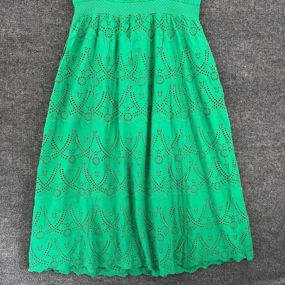 Sundance Maxi Dress Womens Large Green Eyelet Sleeveless Smocked Cottage Prairie - Picture 7 of 13